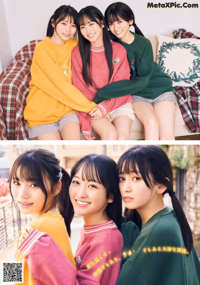 A group of young women sitting on top of a couch.