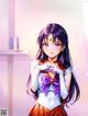 Anime girl with long purple hair wearing a sailor outfit.